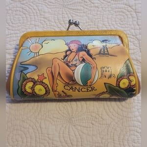Vintage Rare Isabella Fiore Cancer  Zodiac Collection Leather Clutch Purse Bag